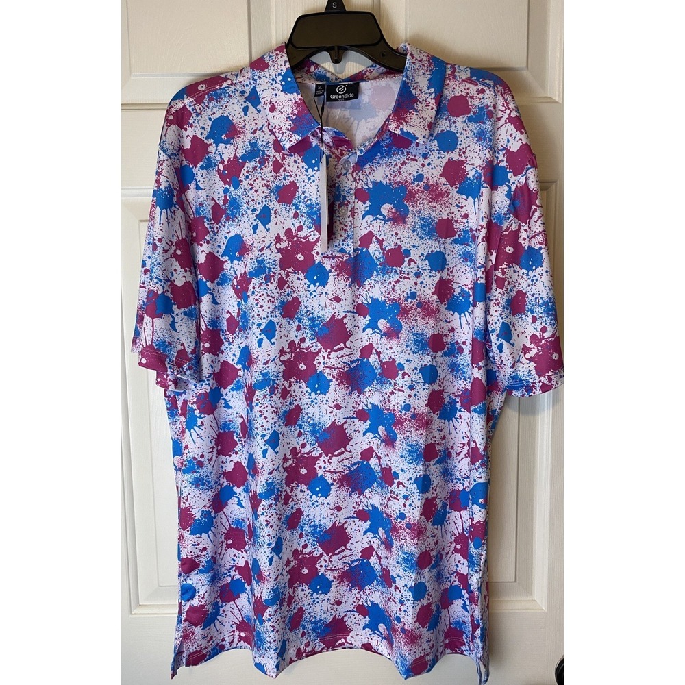 Greenside Golf Mens Small Golf Polo Shirt Splash Camo New FUN WILD FAST SHIP NWT